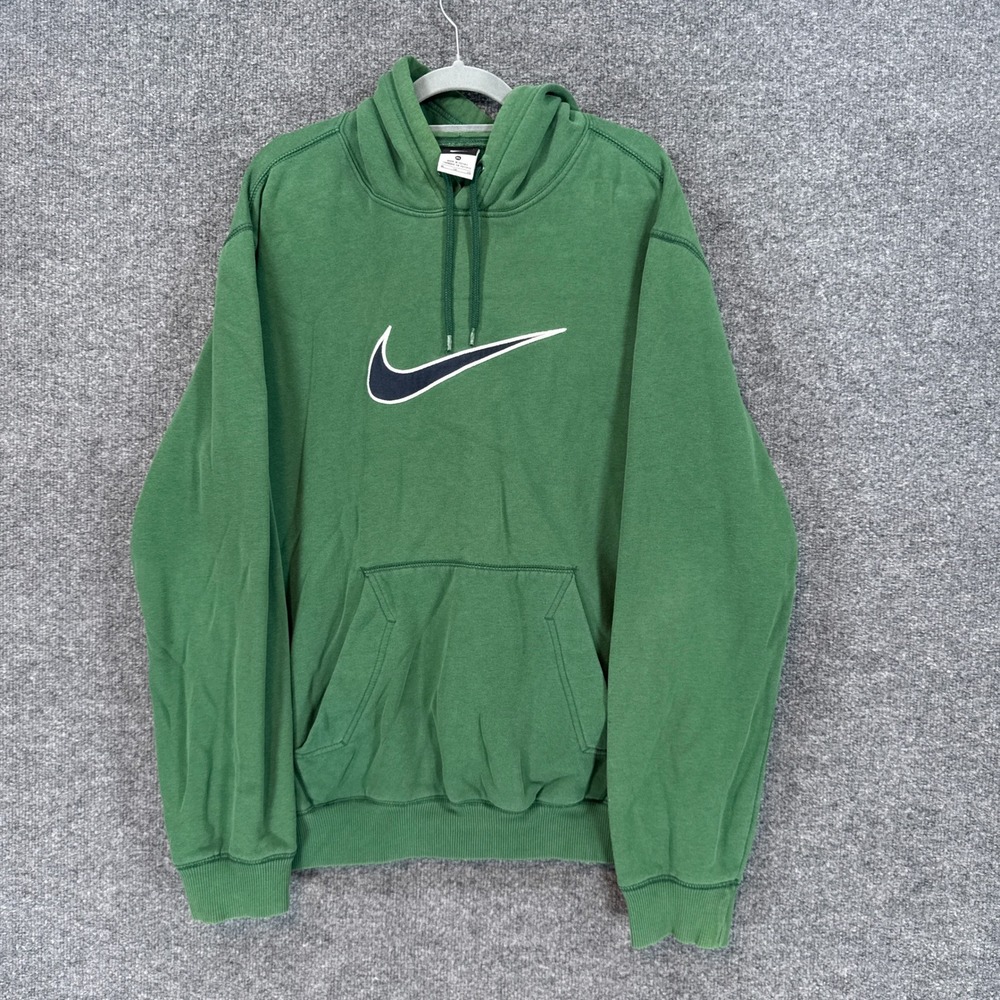 Nike Hoodie Mens XL Green Embroidered Center Swoosh Logo Pullover Sweatshirt